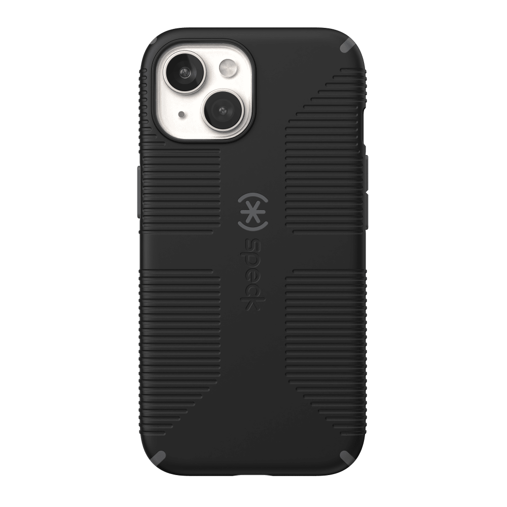 Speck CandyShell Grip MagSafe Case for Apple iPhone 15 / iPhone 14 / iPhone 13 Black and Slate Grey
