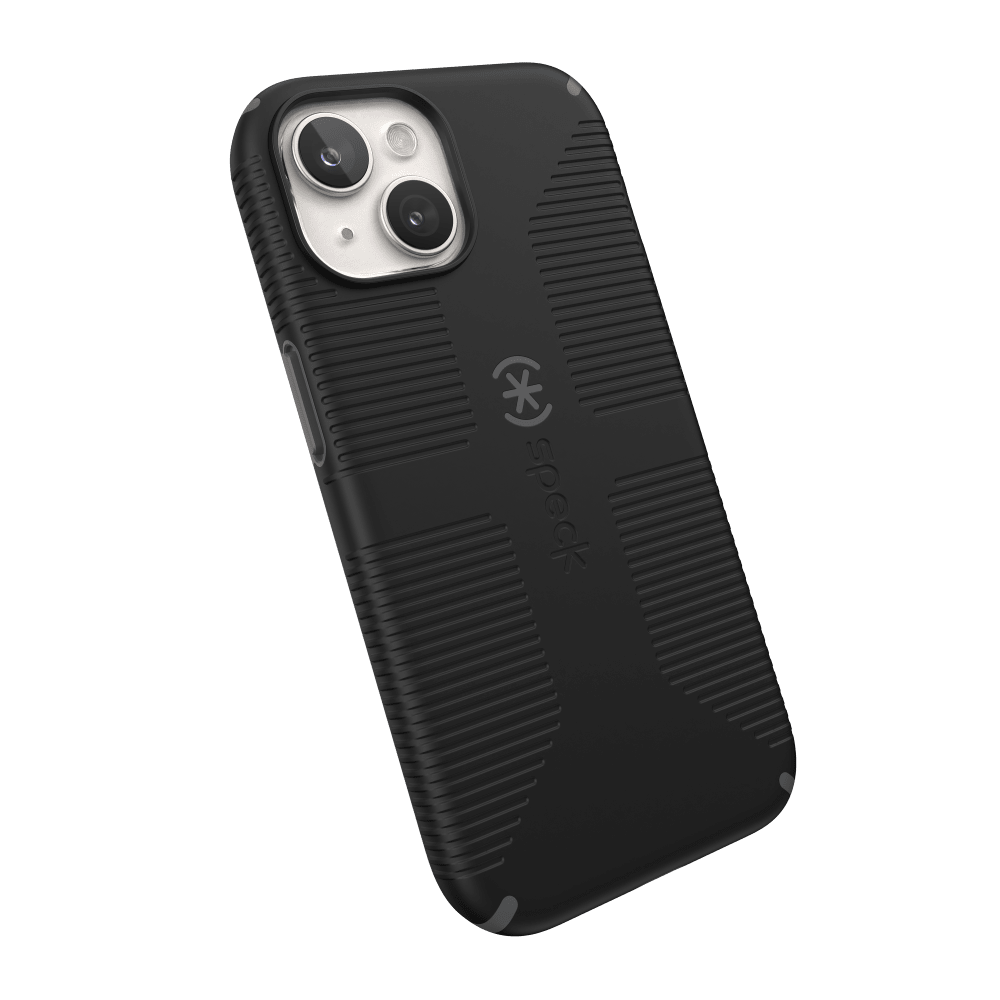 Speck CandyShell Grip MagSafe Case for Apple iPhone 15 / iPhone 14 / iPhone 13 Black and Slate Grey