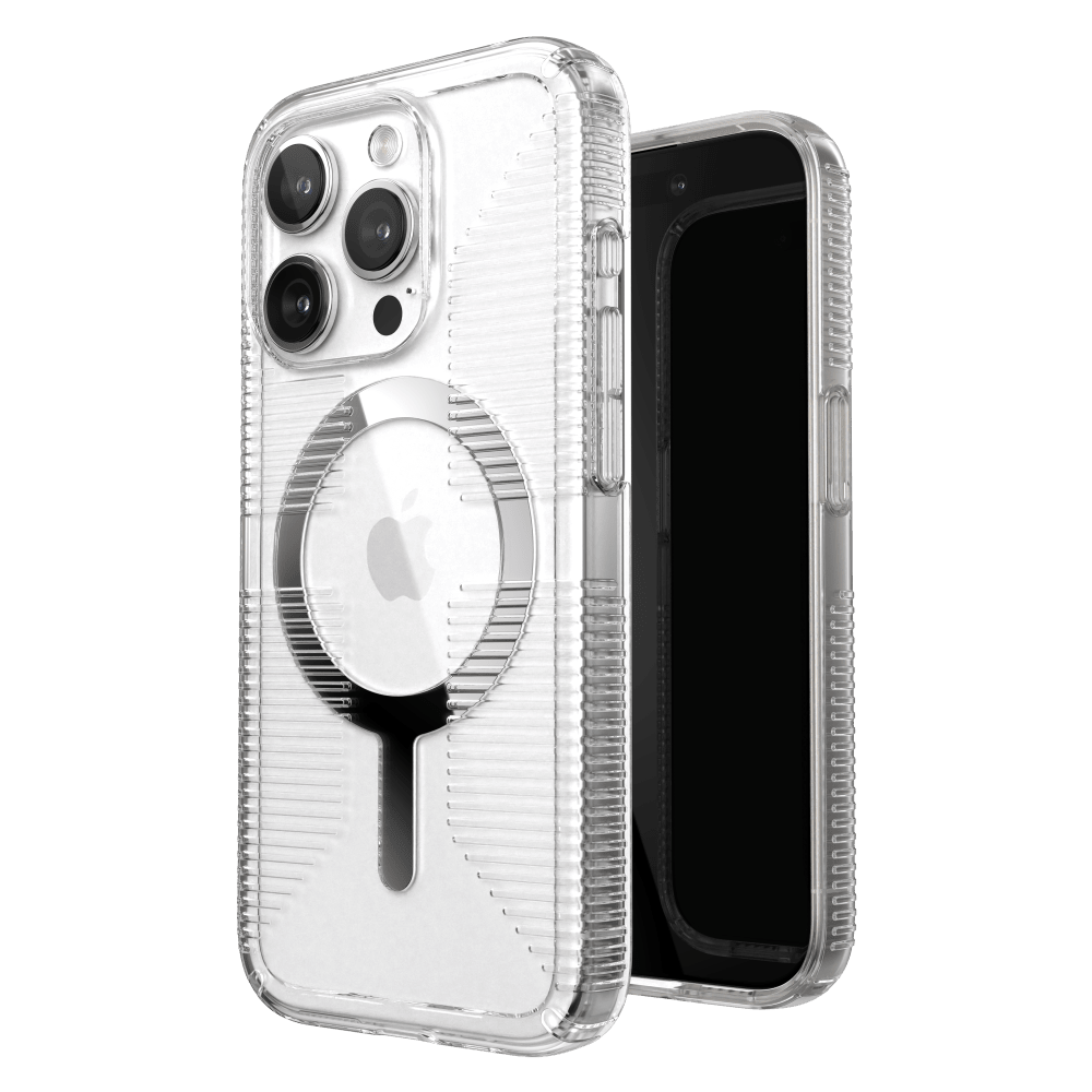 Speck Gemshell Grip MagSafe Case for Apple iPhone 15 Pro Clear and Chrome