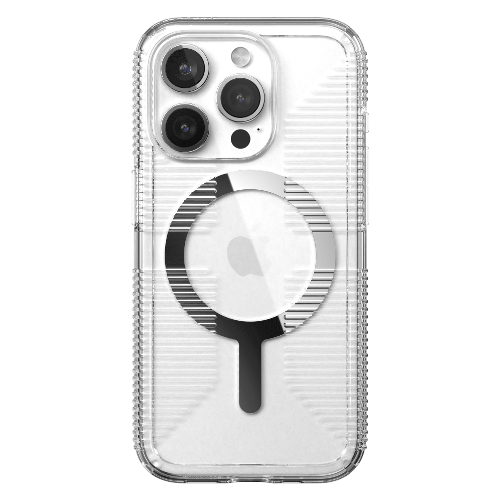 Speck Gemshell Grip MagSafe Case for Apple iPhone 15 Pro Clear and Chrome