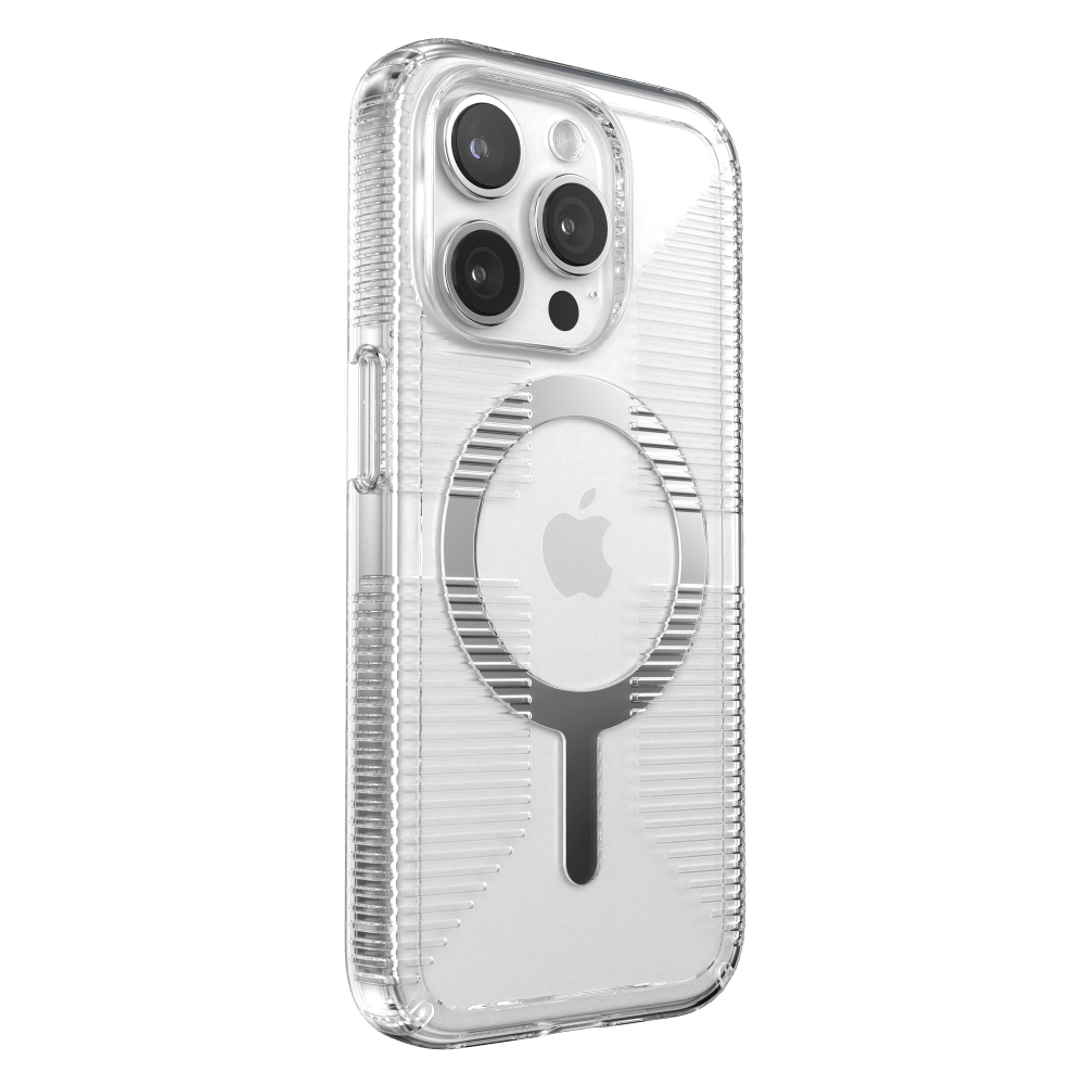 Speck Gemshell Grip MagSafe Case for Apple iPhone 15 Pro Clear and Chrome