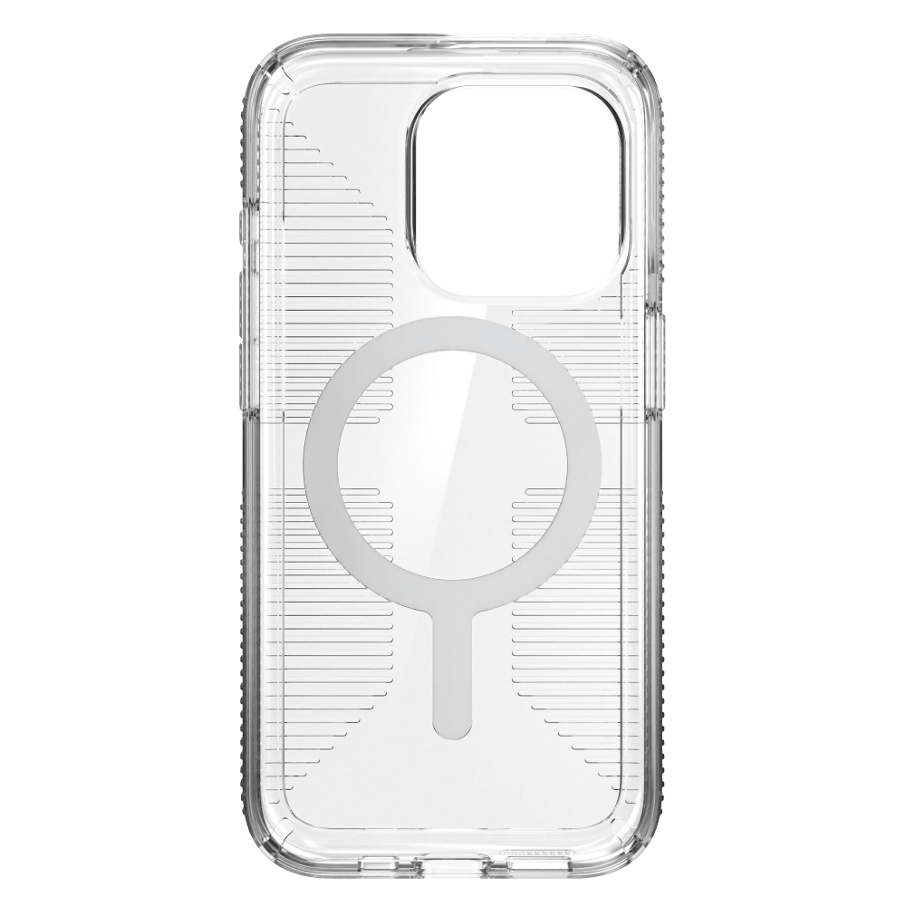 Speck Gemshell Grip MagSafe Case for Apple iPhone 15 Pro Clear and Chrome