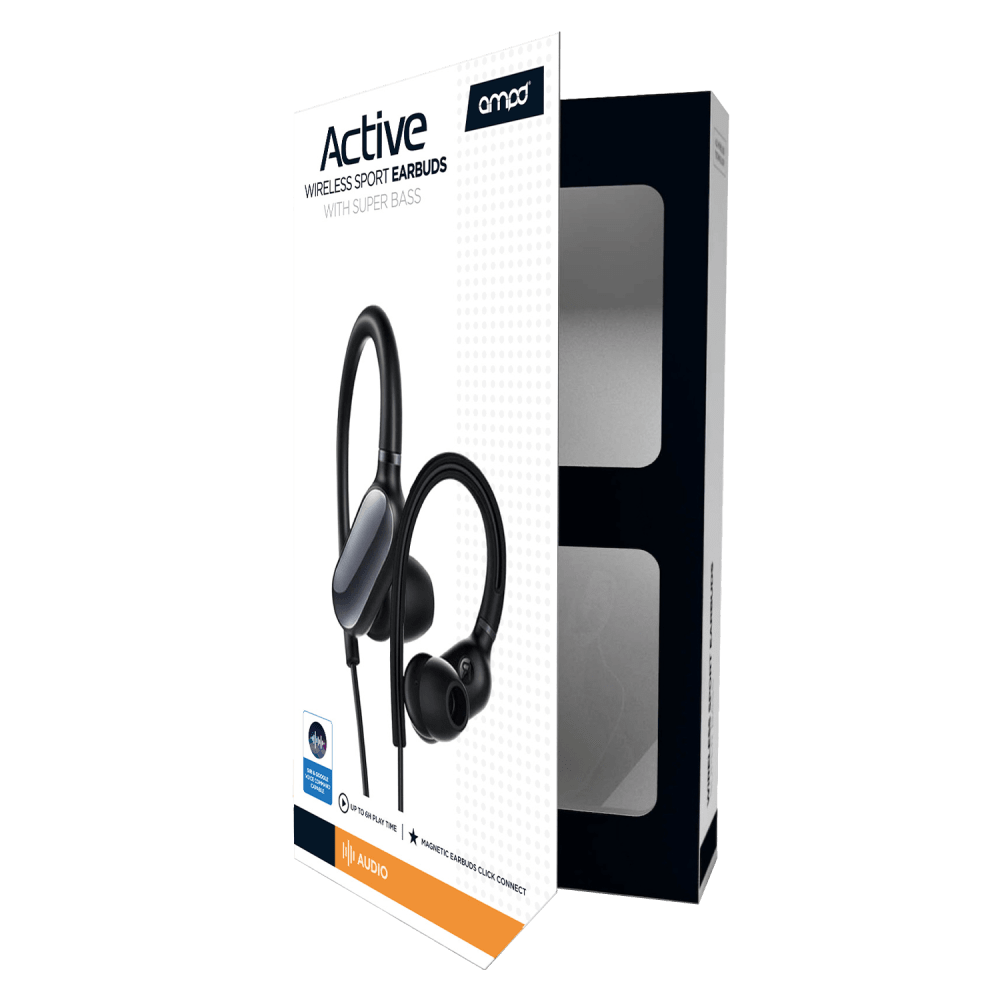 AMPD Active 4.2 Sport-Fit Bluetooth In Ear Headphones Black