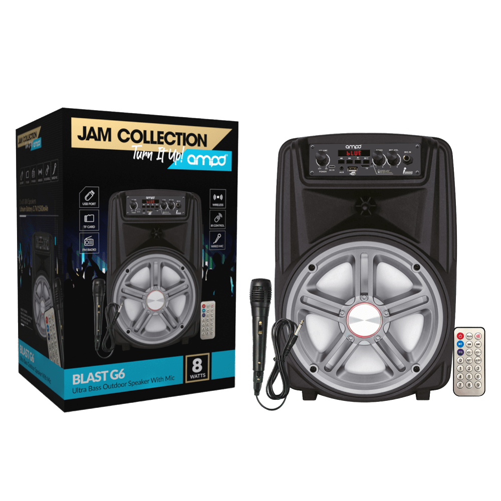 AMPD Blast G6 8Watt Bluetooth Speaker with Microphone and Remote Grey