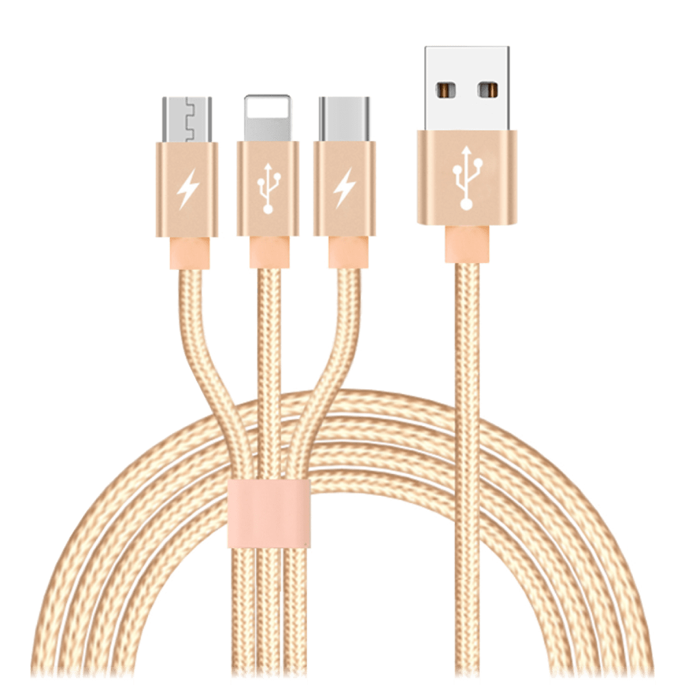 AMPD 3 in 1 Multi Tip USB Connection Cable Rose Gold