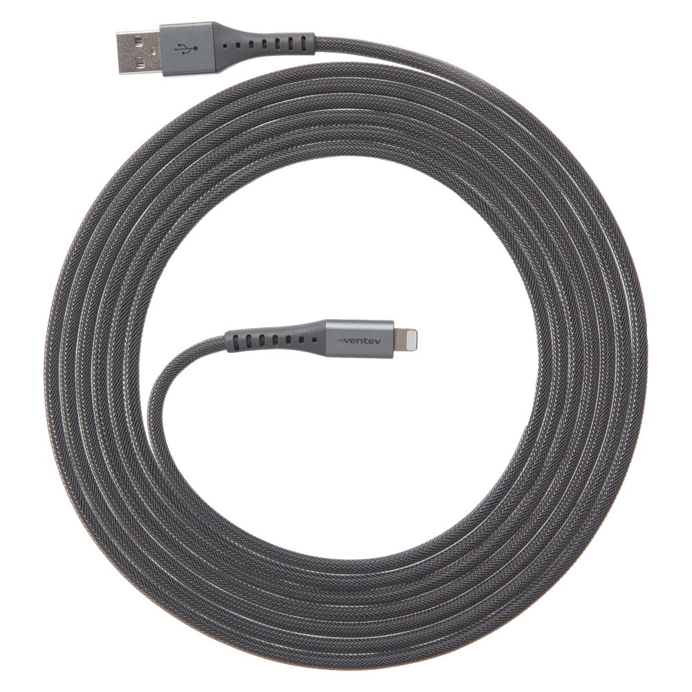 Ventev Chargesync Alloy USB A to Apple Lightning Cable 10ft Steel