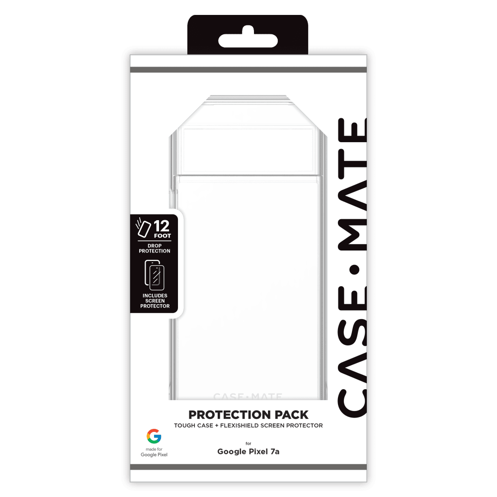 Case-Mate Protection Pack Tough Case and Glass Screen Protector for Google Pixel 7a Clear
