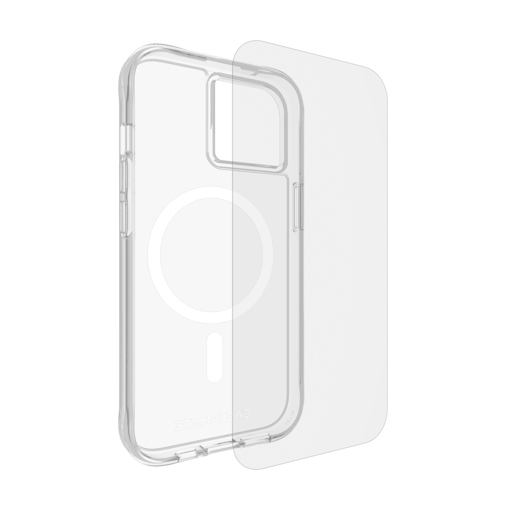 Case-Mate Protection Pack Tough Case and Glass Screen Protector for Apple iPhone 15 / iPhone 14 / iPhone 13 Clear