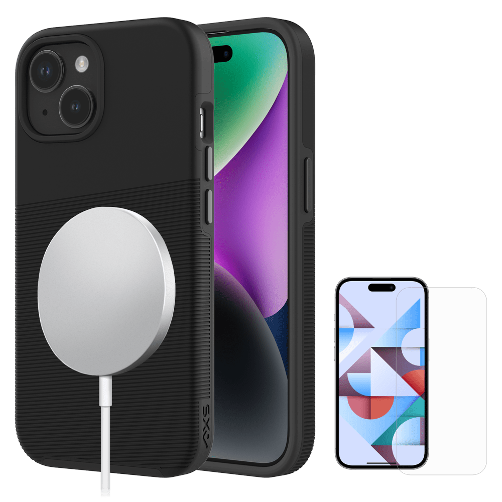 AXS PROTech Plus MagSafe Case and ARMORGlass for Apple iPhone 15 Black