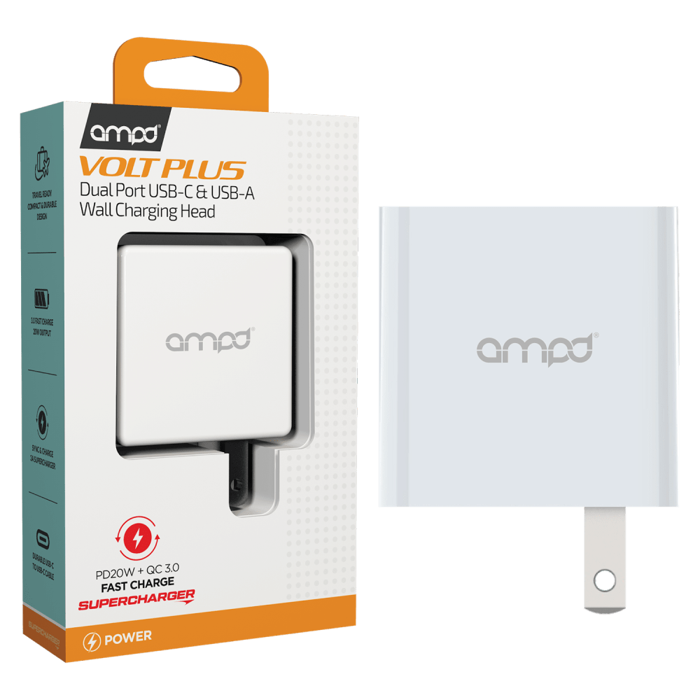 AMPD PD Fast 20W USB C and USB A Dual Port Wall Charger