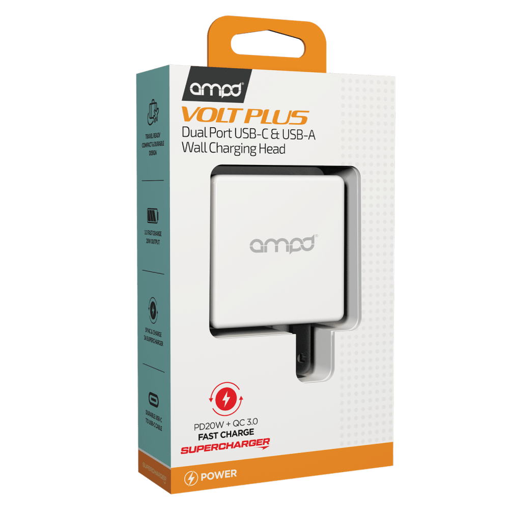 AMPD PD Fast 20W USB C and USB A Dual Port Wall Charger