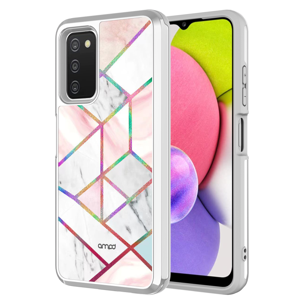 AMPD Electrplate Dual Layer Case for Samsung Galaxy A03s Grey and Marble