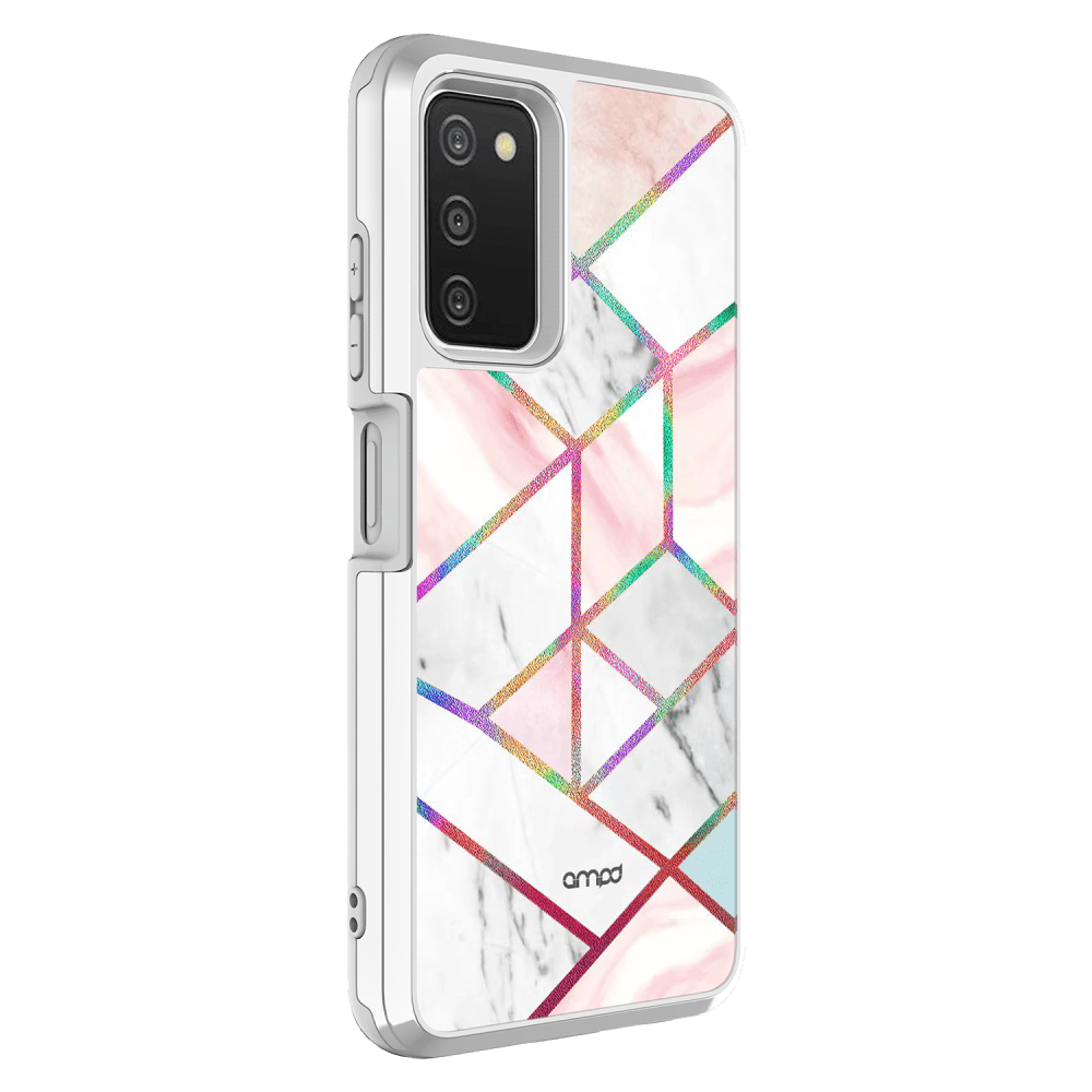 AMPD Electrplate Dual Layer Case for Samsung Galaxy A03s Grey and Marble