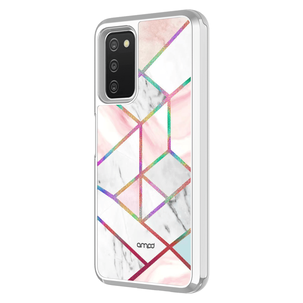 AMPD Electrplate Dual Layer Case for Samsung Galaxy A03s Grey and Marble