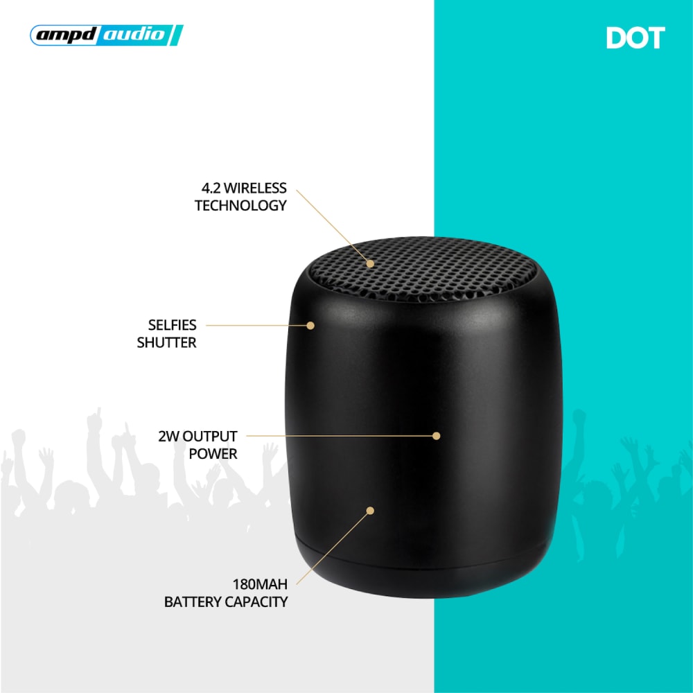 AMPD Dot 2 Watt Portable Mini Bluetooth Speaker Black