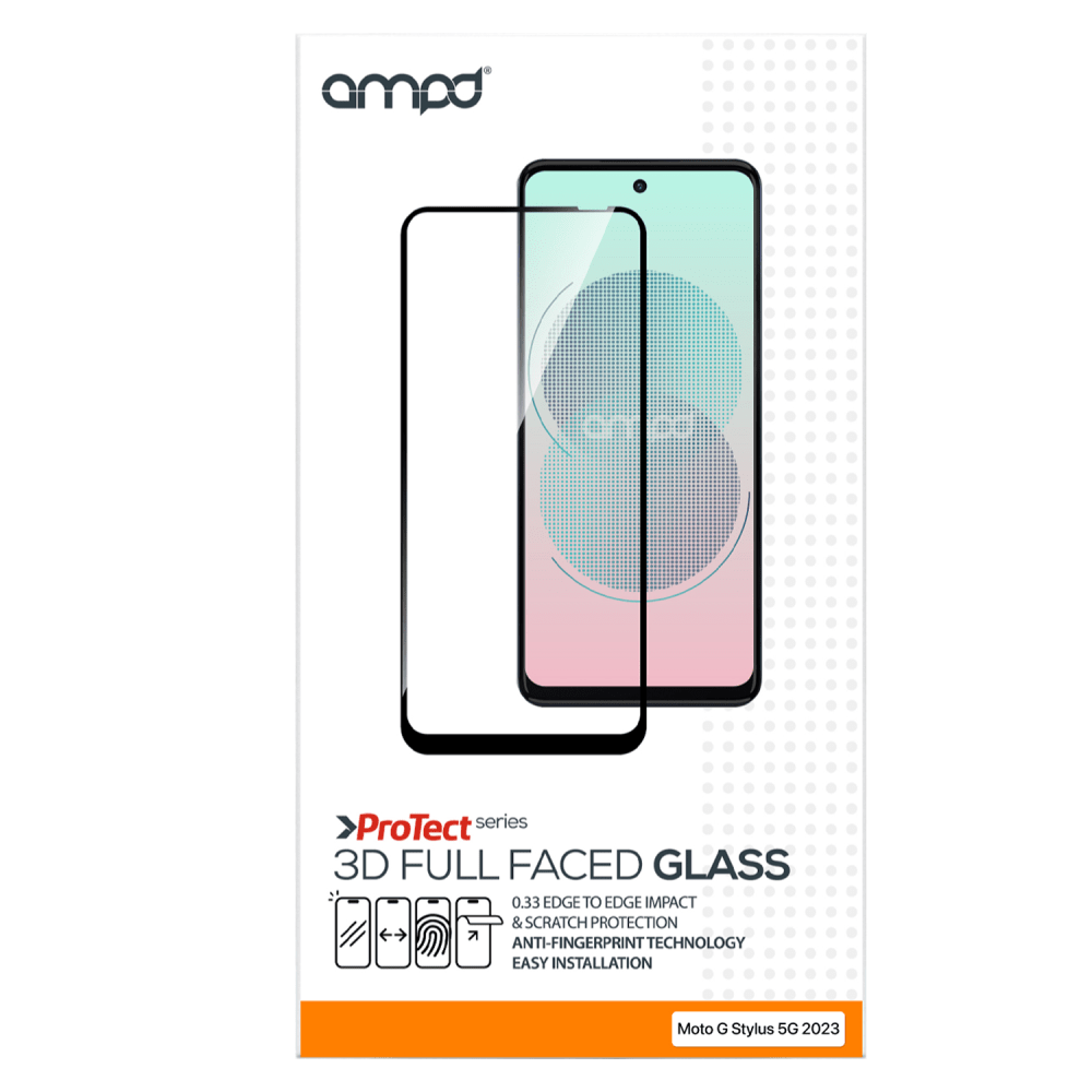 AMPD 3D Full Faced Impact Glass Screen Protector with Black Border for Motorola Moto G 5G (2023) Clear