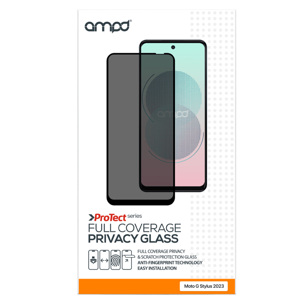 AMPD Full Faced Privacy Impact Glass Screen Protector for Motorola Moto G Stylus 5G (2023) / Moto G Stylus (2023) Clear