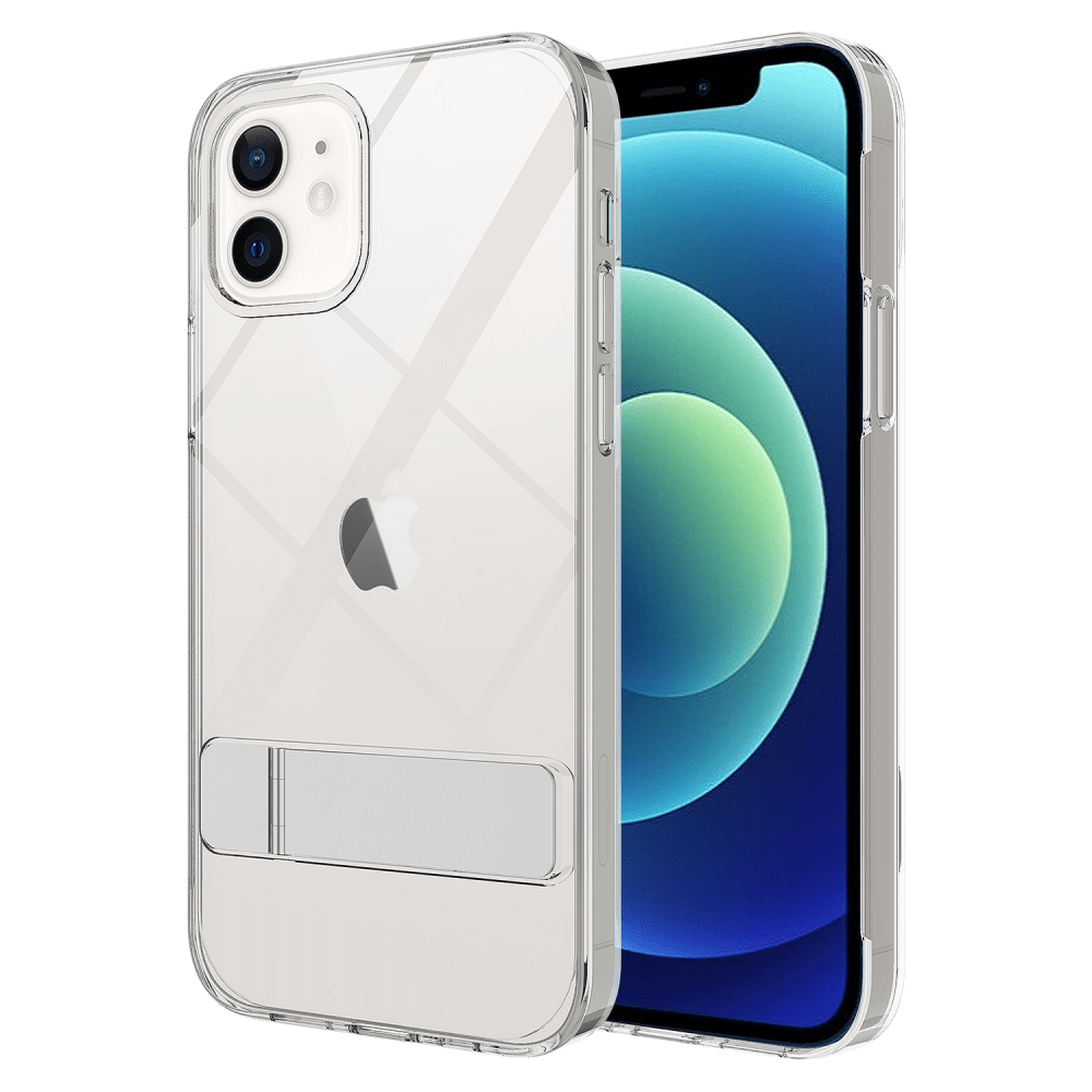 AMPD Crystal Clear Case with Metal Kickstand for Apple iPhone 12 Clear