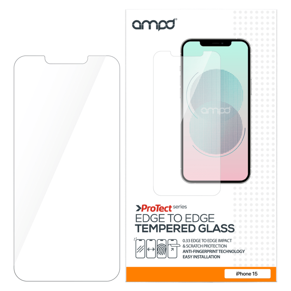 AMPD 0.33 Impact Tempered Glass Screen Protector for Apple iPhone 15 Pro Max Clear