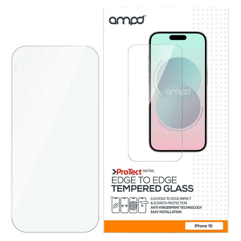 AMPD 0.33 Impact Flex Clear Tempered Glass Screen Protector for Apple iPhone 16 / iPhone 15