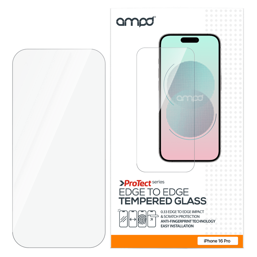 AMPD 0.33 Impact Flex Clear Tempered Glass Screen Protector for Apple iPhone 16 Pro