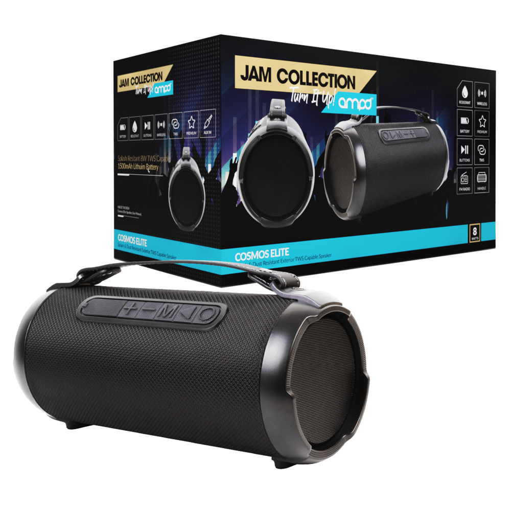 AMPD Cosmos Elite 9.5 Watt Bluetooth Barrel Speaker Black