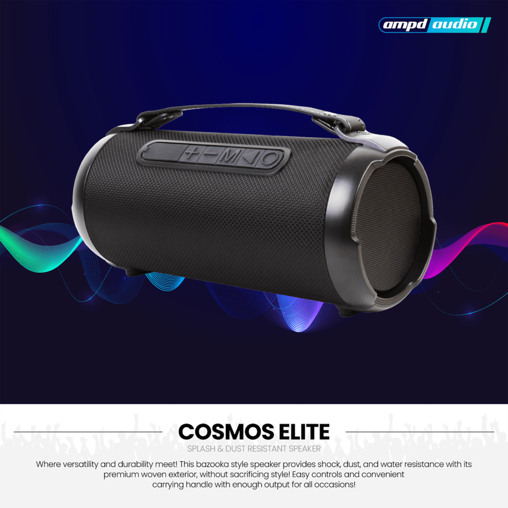 AMPD Cosmos Elite 9.5 Watt Bluetooth Barrel Speaker Black