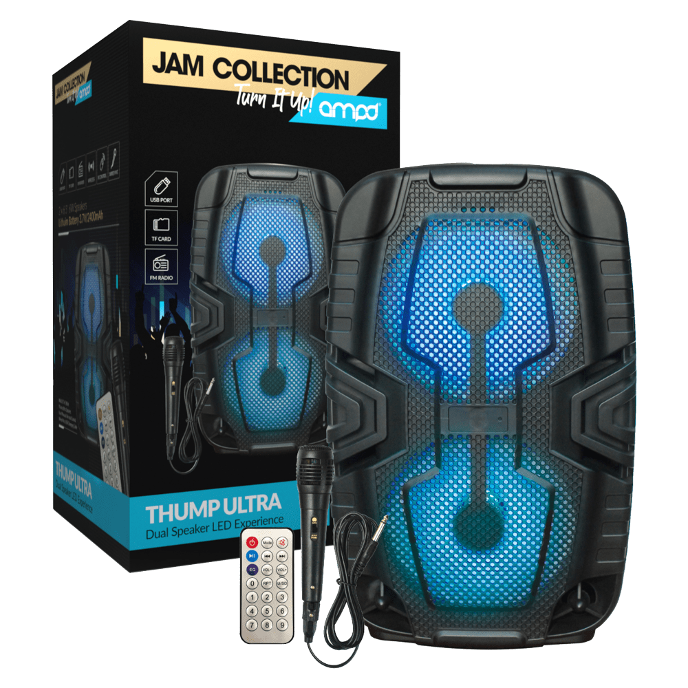 AMPD Thump Ultra LED Dual Bluetooth Speaker with Mic and Remote