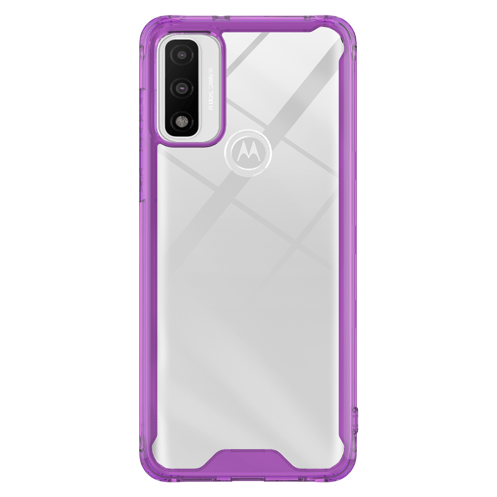 AMPD TPU / Acrylic Hard Shell Case with Colored Bumper for Motorola Moto G Play (2023) Purple