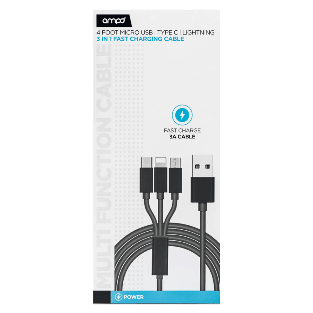 AMPD 3 in 1 Multi Tip USB Connection Cable