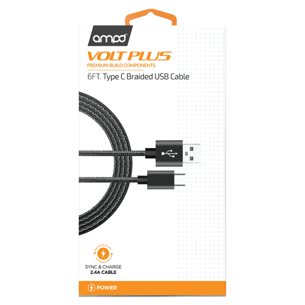 AMPD Volt Plus USB A to Type C Braided Cable 6ft