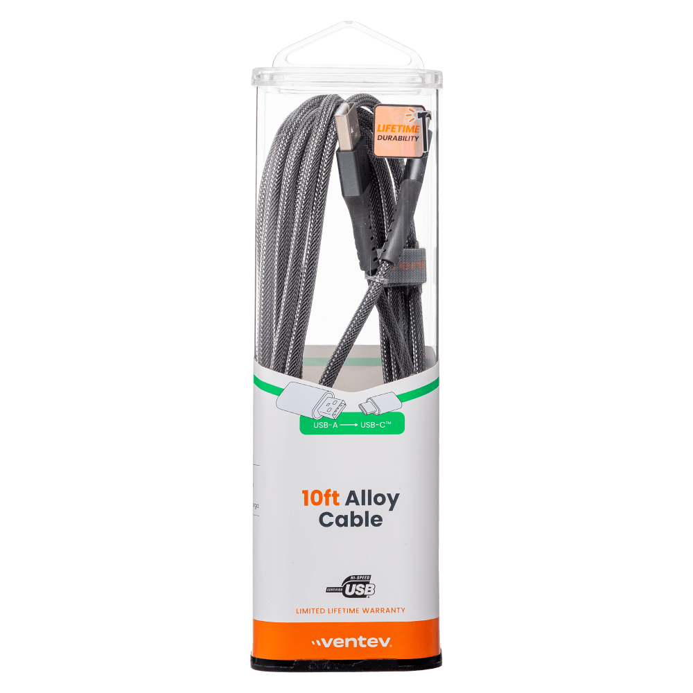 Ventev Chargesync Alloy USB A to USB C Cable 10ft