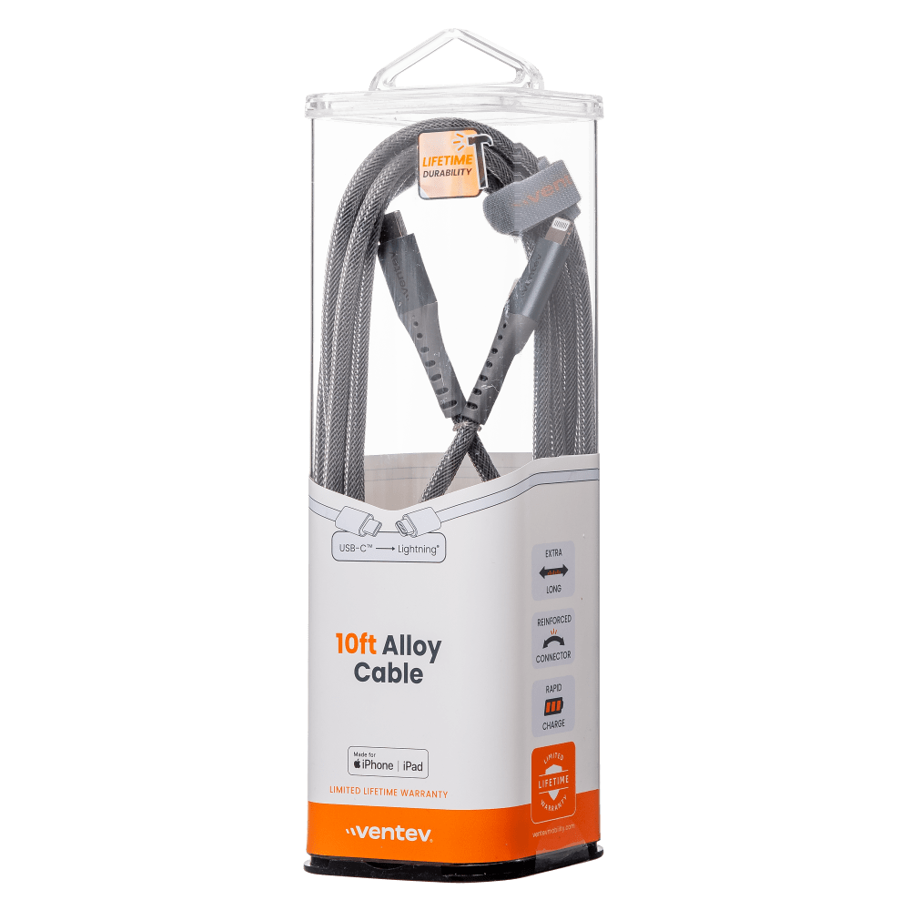 Ventev chargesync alloy USB C to Apple Lightning Cable 10ft