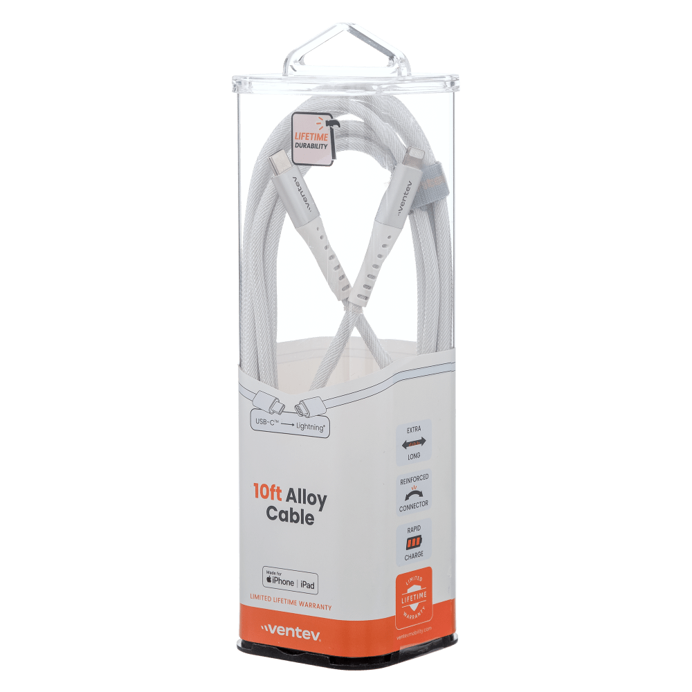 Ventev Chargesync Alloy USB C to Apple Lightning Cable 10ft