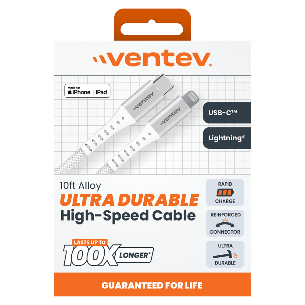 Ventev Chargesync Alloy USB C to Apple Lightning 10ft (Boxed)