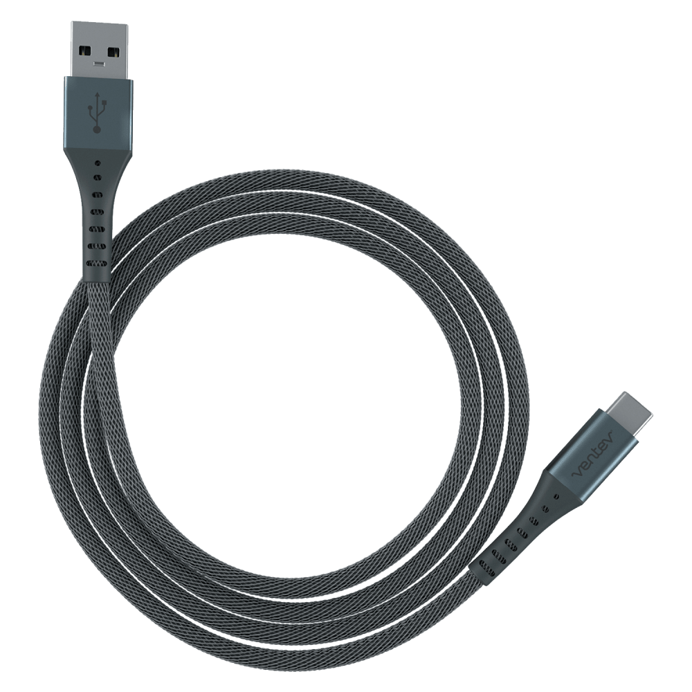 Ventev chargesync alloy USB A to USB C 2.0 Cable 10ft Gray