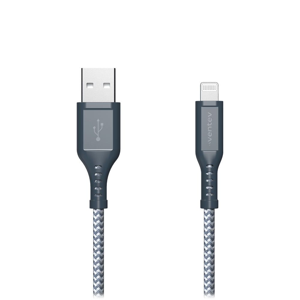 Ventev High Speed USB A to Apple Lightning Braided Cable with 2x the Copper for Faster Charging 6ft