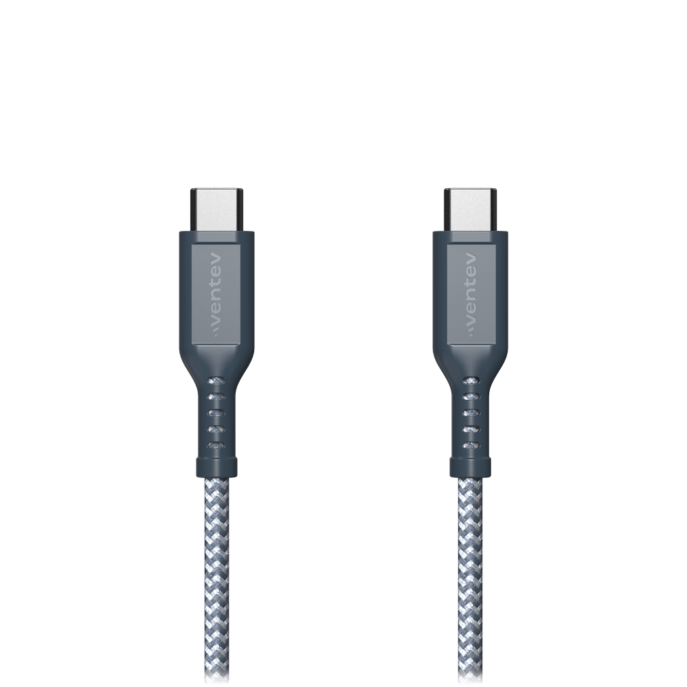 Ventev High Speed USB C to USB C Braided Cable with 2x the Copper for Faster Charging 6ft
