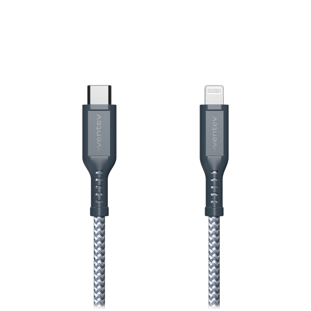 Ventev High Speed USB C to Apple Lightning Braided Cable with 2x the Copper for Faster Charging 6ft