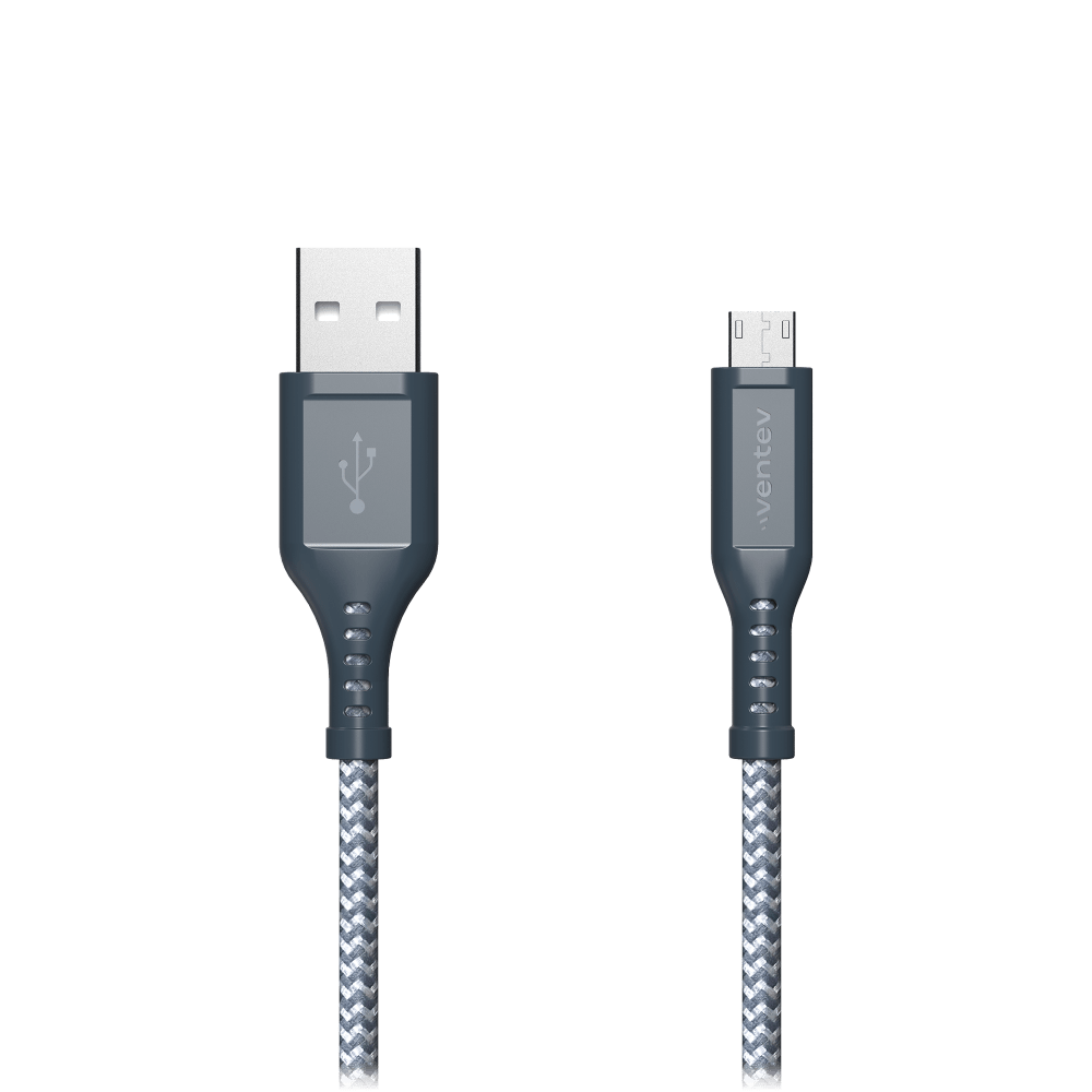 Ventev High Speed USB A to Micro USB Braided Cable with 2x the Copper for Faster Charging 6ft