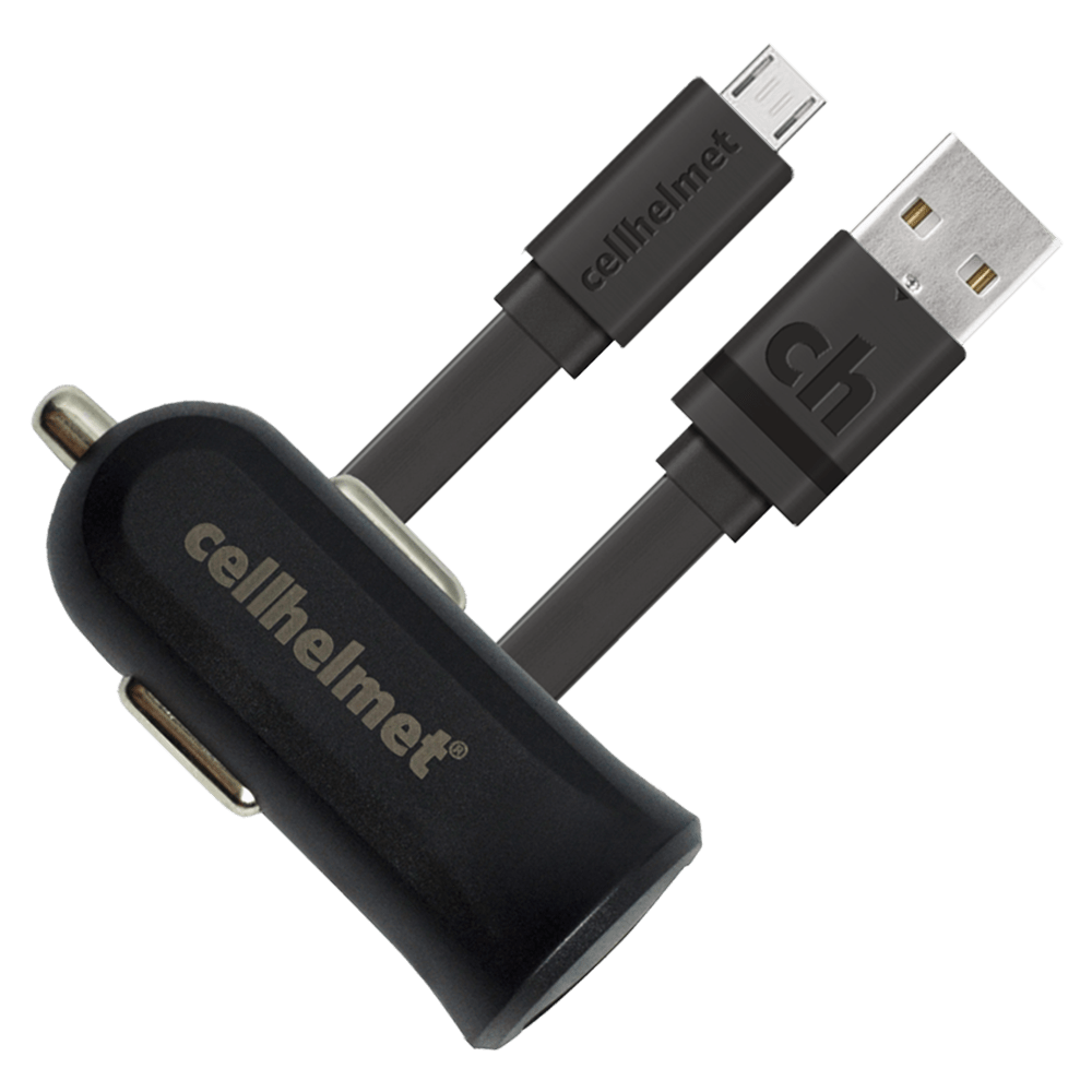 cellhelmet Car Charger 2.4A with Micro USB Cable 3ft Black