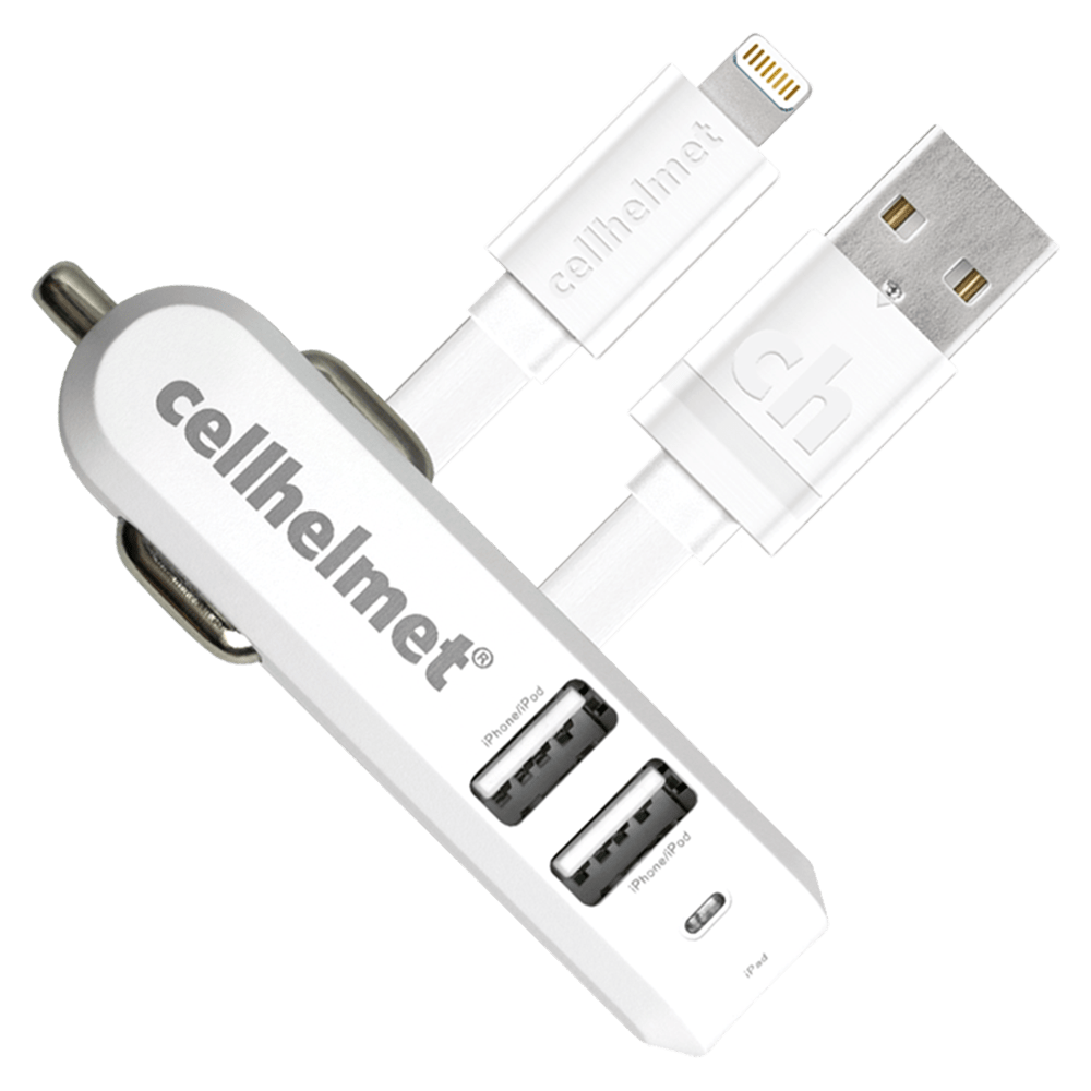 Cellhelmet Three Port Car Charger 4.8A with Apple Lightning Cable 3ft