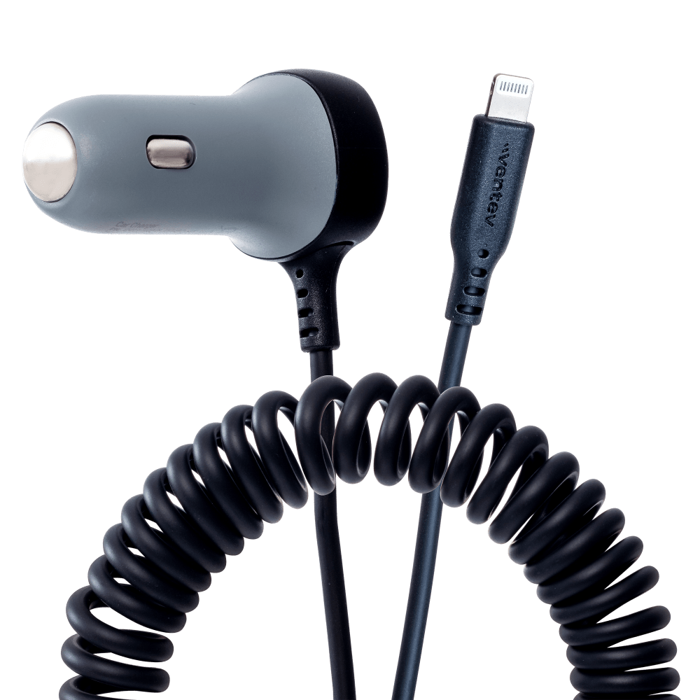 Ventev 12W USB A Car Charger w/ attached 15W LTG Cord
