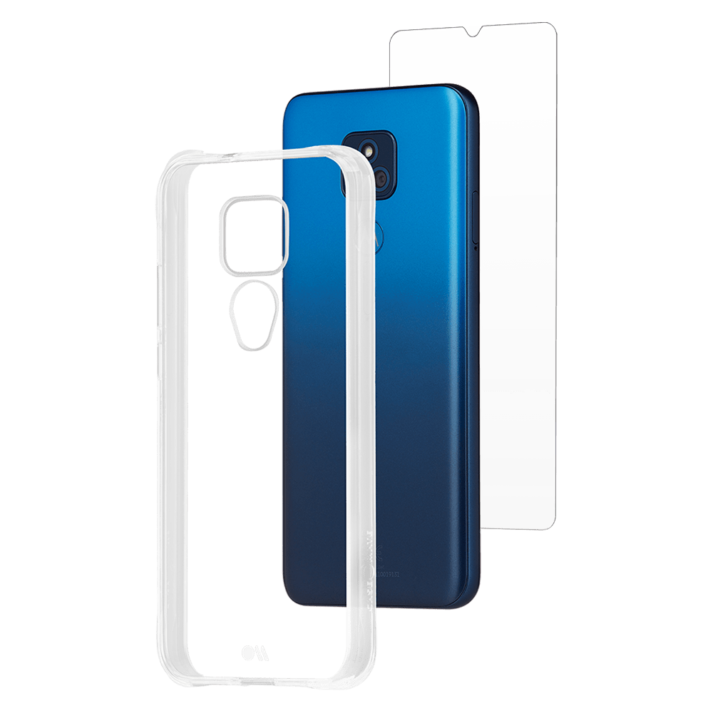 Case-Mate Protection Pack Tough Case and Glass Screen Protector for Motorola Moto G Play Clear
