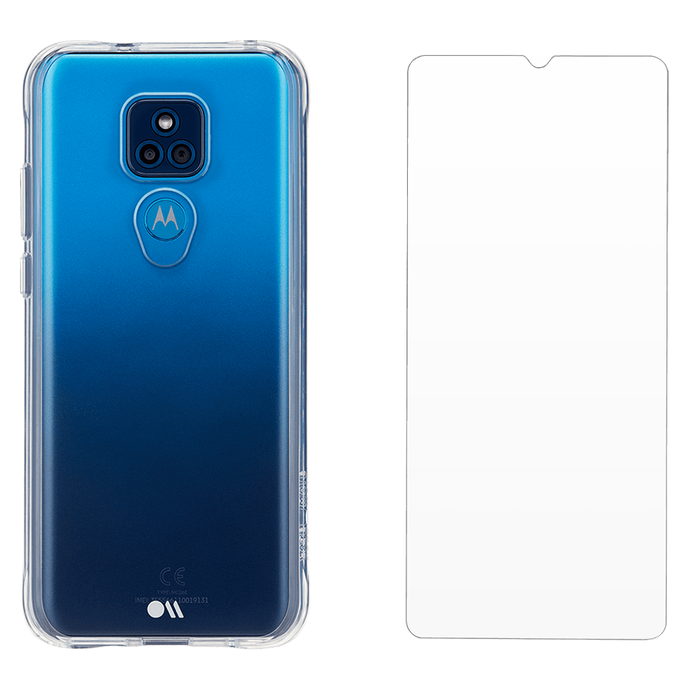 Case-Mate Protection Pack Tough Case and Glass Screen Protector for Motorola Moto G Play Clear
