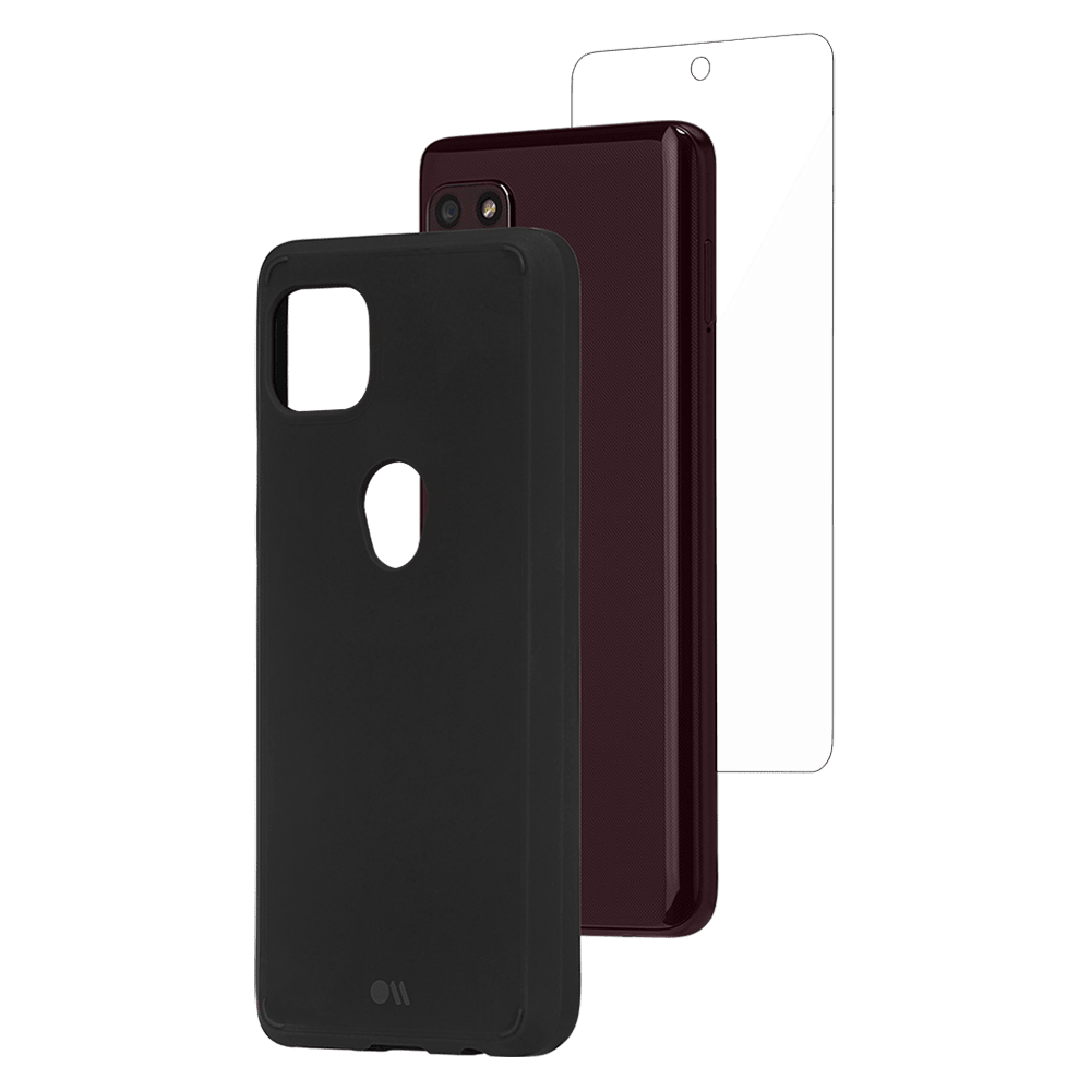 Case-Mate Protection Pack Tough Case and Glass Screen Protector for Motorola One 5G Ace Black