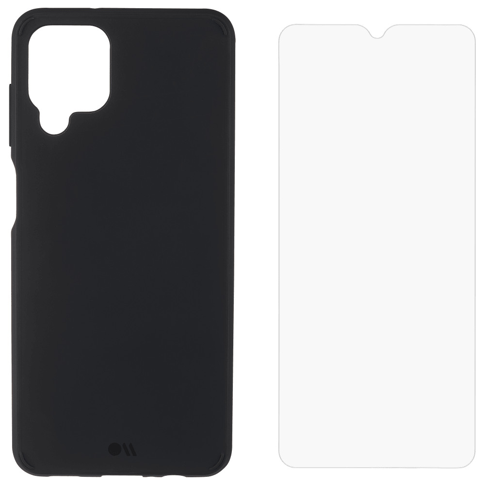 Case-Mate Protection Pack Tough Case and Glass Screen Protector for Samsung Galaxy A12 Black