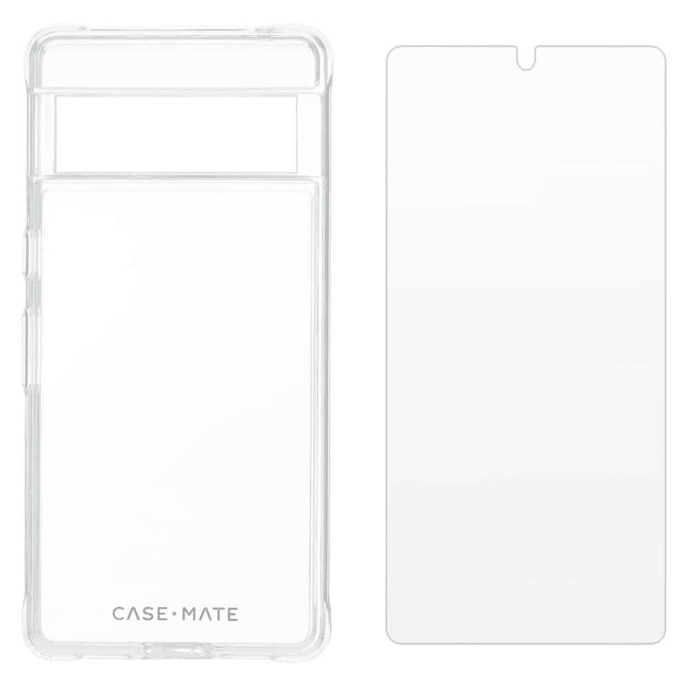 Case-Mate Protection Pack Tough Case and Glass Screen Protector for Google Pixel 7 Pro Clear
