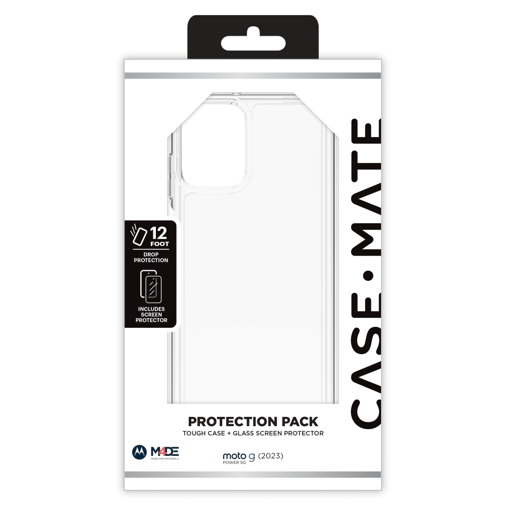 Case-Mate Protection Pack Tough Case and Glass Screen Protector for Motorola Moto G Power 5G (2023)