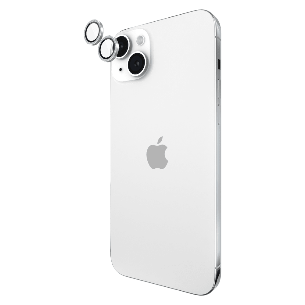 Case-Mate Aluminum Ring Camera Lens Glass Protector for Apple iPhone 14 / 14 Plus Silver Sparkle Twinkle